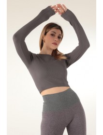 002-000133 DoReMi Seamless Long Sleeve Ribbed Bustier Antrasit