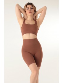 DoReMi Seamless High Waist Short Sports Tights Brown 002-000181