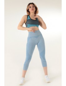 999-ZZ0107  MioFİT Women's Seamless Sports Short Tights Light Blue