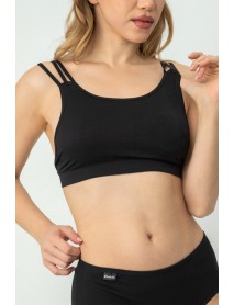 002-000146  DoReMi Cross Back Strap Padded Sports Bra Black