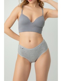 DoReMi High Waist 100% Natural Cotton Lycra Comfortable Fit Women's Bato Panties Grey Melange 002-001201