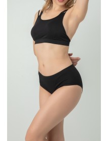 DoReMi High Waist 100% Natural Cotton Lycra Comfortable Fit Women's Bato Panties Black 002-001201