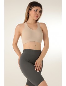 002-000098 DoReMi Seamless Knitted Cross Strap Bustier Stone