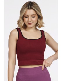 999-ZZ0129 Miorre Thick Strap Ribbed Sports Bra  Burgundy