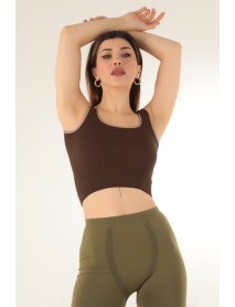999-ZZ0129 Miorre Thick Strap Ribbed Sports Bra Brown