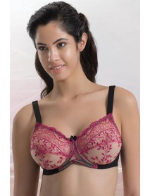 Emay 148 B Underwire Supporting Bra Black-Fuchsia