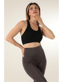 002-000098  DoReMi Seamless Knitted Cross Strap Bustier Black