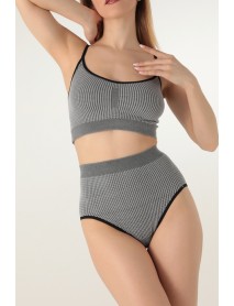 Gigotto Seamless Patterned Soft Bustier  001-001208 Grey