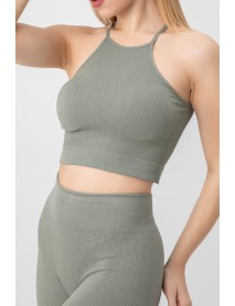 DoReMi Seamless Knitted Halter Neck Bustier 002-000135 Khaki