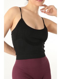 Miorre Embossed Patterned Strapless Bustier with Thin Straps 999-ZZ0123