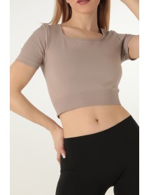 DoReMi Seamless Short Sleeve Crop Mink 002-000153