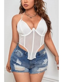Thin Strappy Bustier with Miorre Underwire White 001-002362
