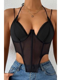 Thin Strappy Bustier with Miorre Underwire Black 001-002362