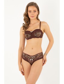 Miorre Push-Up Padded Strapless Leopard Print Bra Set 148-006600