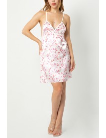 Phevos Patterned Back Low-Cut Nightgown & String Set 012-002237