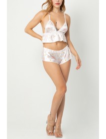 Phevos Patterned Back Low-Cut Nightgown 012-002285