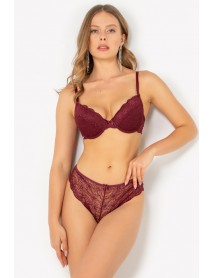 Miorre Push-Up Filled Lace Bra Suit Burgundy 148-006885