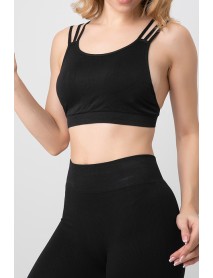 002-000160  DoReMi Seamless Back Strap Padded Sports Bra Black