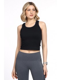 999-ZZ0142 Miorre Thin Strap Mesh Detailed Sports T-Shirt Black