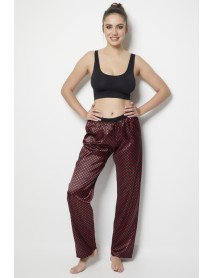 Miorre Polka Dot Satin Pajama Bottoms Black-Red  001-018300