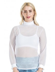 Derya Kurşun Turtleneck Mesh Transparent Detailed Women's Athlete Derya Kurşun 146 White