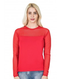 Derya Kurşun Long Sleeve Transparent Collar Women's T-Shirt Derya Kurşun 293