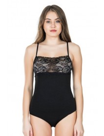 Derya Kurşun Lace Collar Strap Snap Fasten Women's Bodysuit 312