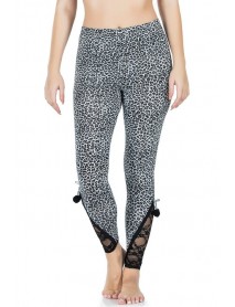 Derya Kurşun Lace Leg Leopard Women's Tights 436