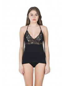 Derya Kurşun Cross Strap Lace Undershirt Panty Set 068 DE068