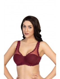 MI Emay 172 D Padded Lace Underwire Minimizer Bra Burgundy