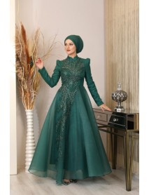 Piennar Efsun Evening Dress with Lace-up Back - Emerald