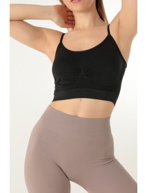 999-ZZ0126  Miorre Thin Strap Unsupported Seamless Sports Bra Black