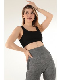 002-000161 DoReMi Seamless Ribbed Sports Bra with Support Pads Black