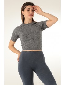   001-001113 Miofit Short Sleeve Women's Sports T-Shirt Grey Melange