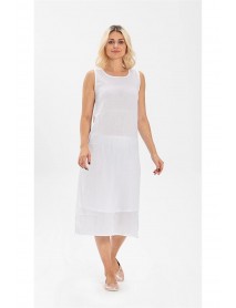 İmer Thick Strap Long Viscose Dress Petticoat İmer 31642 White