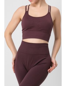 002-000157  DoReMi Seamless Cross Back Strap Padded Sports Bra Brown