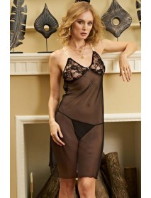 Izabel Lace Back Erotic Nightgown Set Black 1019