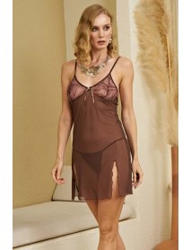 Izabel Transpan Sexy Nightgown Set Black 1042