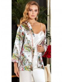 Jeremi 3-piece Satin Patterned Sling Pajama Set 3140