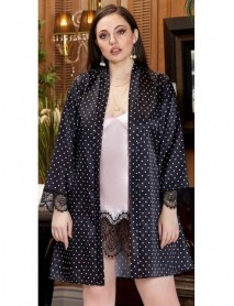 Jeremi Big Size 2-Piece Satin Short Nightgown Dressing Gown Set 3244
