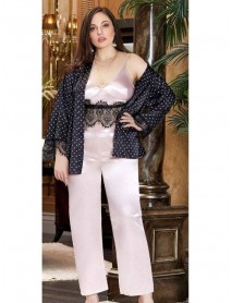 Jeremi Oversized 3-PIECE Satin Lace Strappy Pajama Set 3245