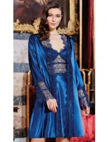 Jeremi 6 Piece Satin Lace Nightgown Dressing Gown Set 642