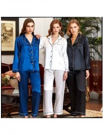Jeremi 2 Piece Satin Pajama Set Jeremi 6526 Navy Blue