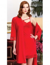 Jeremi Combed Cotton 6-Piece Lace Nightgown Dressing Gown Set 815