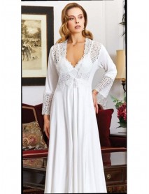 Jeremi Combed Cotton 6-Piece Lace Nightgown Dressing Gown Set 830