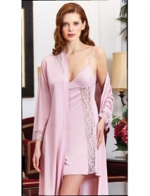 Jeremi Combed Cotton 6-Piece Lace Nightgown Dressing Gown Set 870