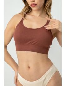 002-000146 DoReMi Cross Back Strap Padded Sports Bra Brown