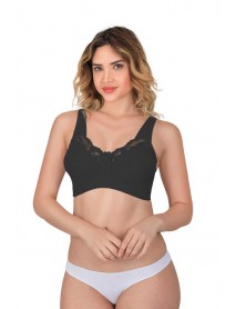 MI 181C Lace Comforting Cotton Bra Black