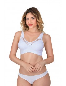 MI 181C Lace Comforting Cotton Bra White