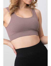 002-000161 DoReMi Seamless Ribbed Sports Bra with Support Pads Mink
